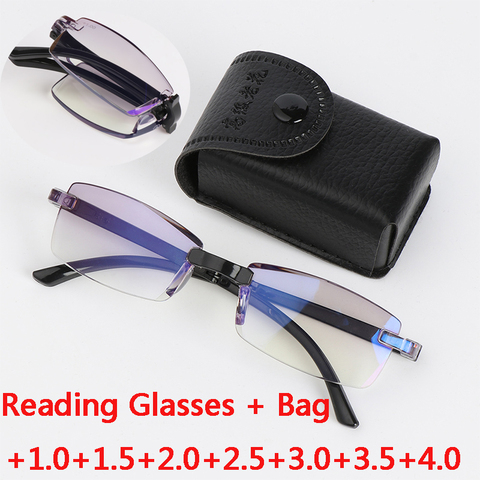 1.0 1.5 2.0 2.5 3.0 3.5 4.0 Folding Reading Glasses Foldable Presbyopia Glasses Men Women Vintage Computer Eyeglasses with case ► Photo 1/6