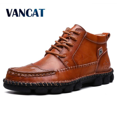 2022 New Autumn Winter Cow Split Leather Men Boots Comfortable Motorcycle Boots Men Footwear Rubber Ankle Boots Men's Shoes ► Photo 1/6