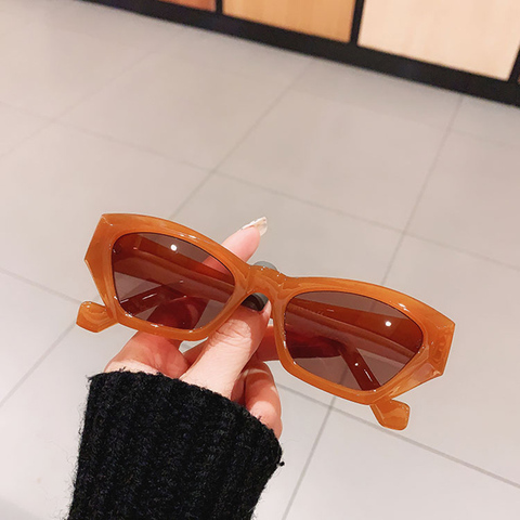 SO&EI Fashion Small Cat Eye Women Sunglasses Vintage Jelly Tea Eyewear Men Trending Black Light Gray Sun Glasses Shades UV400 ► Photo 1/6