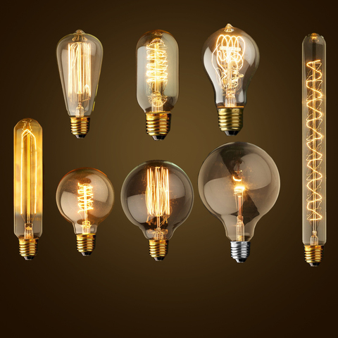 Vintage Edison Bulb E27 ST64 T10 T45 G80 G95 40W Chandelier Pendant Lights 220V LED Lamp Incandescent Light Rope Lamp Holder E27 ► Photo 1/6