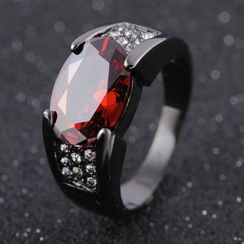Milangirl Zircon Inlaid Black Ring Cross Border Rings For Men Red Purple Crystal Rings Wholesale Jewelry Anniversary ► Photo 1/4