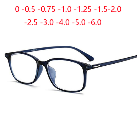 TR90 Anti Blue Rays Square Customized Prescription Spectacles Women Blue Frame Minus okulary korekcyjne  0 -0.5 -0.75 To -6.0 ► Photo 1/6