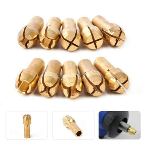 10pcs/lot Mini Drill Brass Chuck Collet Drill Bit Set 0.5 0.8 1.0 1.2 1.5 1.8 2.0 2.4 3.0 3.2mm Fit Nut for Rotary Power Tools ► Photo 1/6