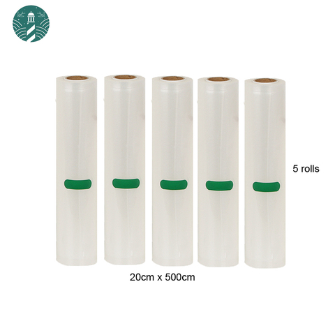 5 Rolls/Lot Vacuum Food Bag for Kitchen Vacuum Storage Bags Packing Film Keep Fresh 20cm*500cm ► Photo 1/3