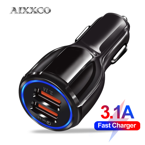 AIXXCO 18W 3.1A Car Charger Dual USB Fast Charging QC Phone Charger Adapter For iPhone 11 Pro Max 6 7 8 Plus Xiaomi Redmi Huawei ► Photo 1/6