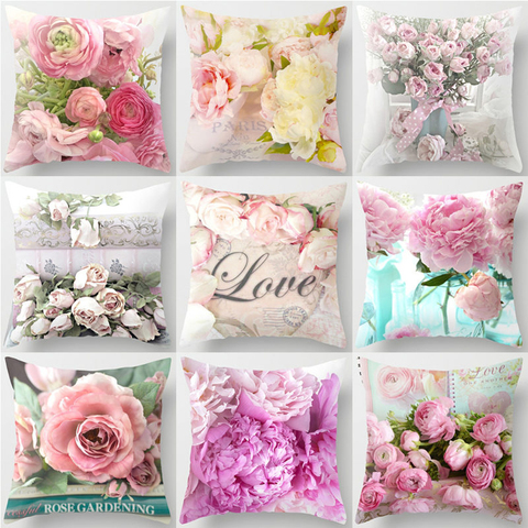 45*45cm Rose Flowers Cushion Cover Mediterranean Nordic Style Home Decoration Throw Pillow For Sofa Bed Car Pillow Case 40827 ► Photo 1/6