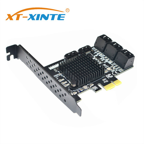 For Marvell 88SE9215 chip 8 ports SATA 3.0 to PCIe expansion Card PCI express SATA Adapter SATA 3 Converter with Heat Sink HDD ► Photo 1/5