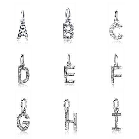 Original 100% 925 Sterling Silver Bead Charm A-Z Letters Pendant Charms Alphabet Fit Bracelets Women DIY Jewelry Making ► Photo 1/6