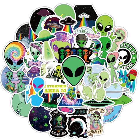 50PCS Outer Space Stickers Toys for Children Alien UFO Astronaut Rocket Ship Planet Sticker to Laptop Scrapbooking Skateboard  F ► Photo 1/5