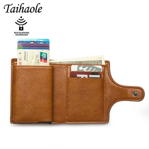 Taihaole PU Leather Card Holder 2022 Men Wallet Women Smart Slim RFID Ladies Card Case Unisex Vintage Solid Money Bag ► Photo 1/6