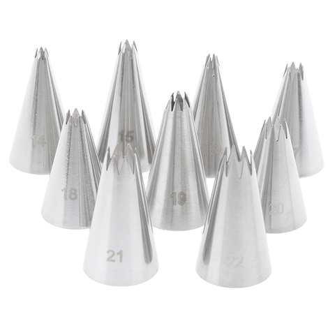 9pcs Open Star Cream Piping Nozzles Cake Decorating Set Metal Pastry Bag Tips ► Photo 1/6