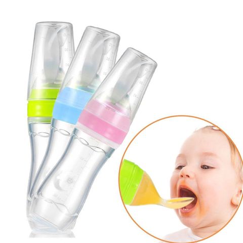 Infant Kids Toddler Nipple Pacifier Baby Feeding Spoon Tools Milk Bottle Silicone Unique Spoon Lid Food Supplement ► Photo 1/6