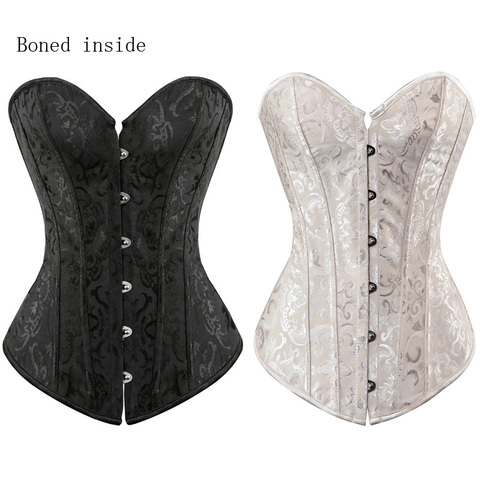 Waist trainer Sexy Boned Women Corset with Clasp  Vintage Style Overbust Corsets Bustiers Floral Lace Up Corset Top Lingerie ► Photo 1/6