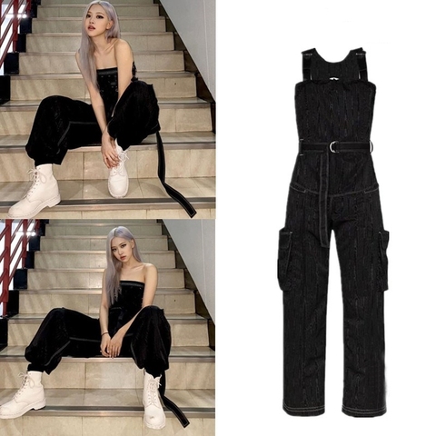 kpop ROSE Women Casual loose Demin Jumpsuit Trousers Jeans Ladies Overalls fashion Jeans Rompers Female hip hop Summer pants ► Photo 1/6