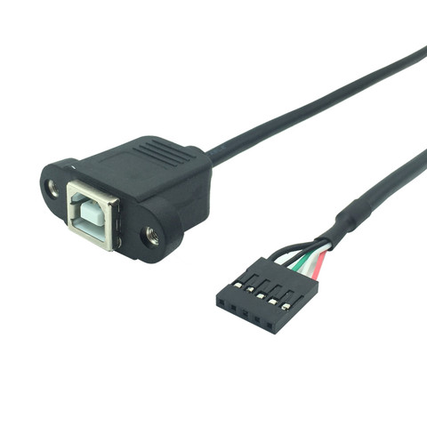 DB 2.54mm 5Pin Header Female to USB 2.0 Type B Female F/F With Screw Panel Mount Cable 30cm ► Photo 1/1