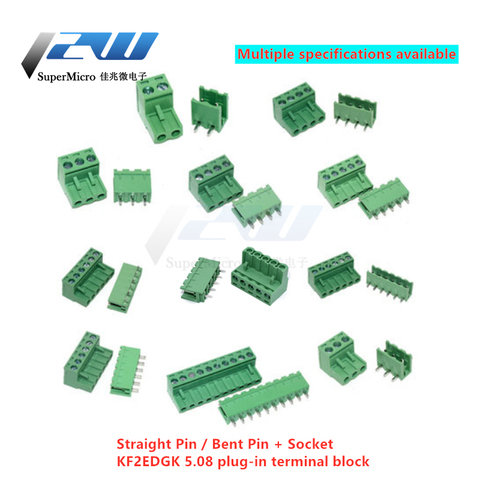 5 sets / lot KF2EDGK plug-in terminal 5.08MM connector 300V / 15APCB terminal 2/3/4/5/6/7/8 ► Photo 1/6