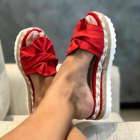 Slippers Women Slides Summer Bow Summer Sandals Bow-Knot slippers with thick soles platform  Female Floral Beach Shoes ► Photo 1/6