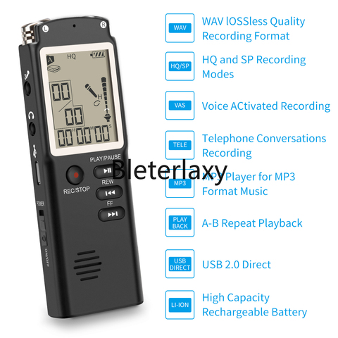 32GB/16GB High-Quality Digital Audio Voice Recorder a key lock screen Telephone Recording Real Time Display with MP3 Player ► Photo 1/6