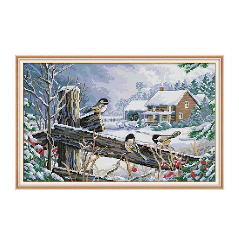 Bird on the fence cross stitch kit aida 14ct 11ct count print canvas cross stitches   needlework embroidery DIY handmade ► Photo 1/1