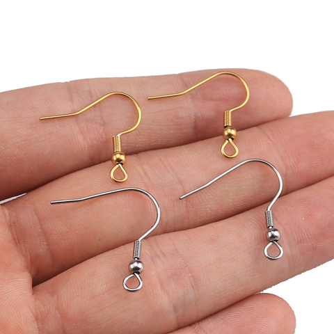 50pcs/lot Gold Steel Tone Anti-allergenic Stainless Steel Surgical Steel Earring Hooks for Earring Making Accessories Hand Made ► Photo 1/6