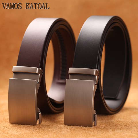 Genuine Cow Leather Automatic Belt For Men Formal Automatic Buckle Belt  Genuine Leather Mens business Strap ► Photo 1/6