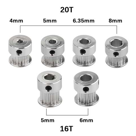 1pc GT2 Timing Pulley 16 Tooth 2GT 20 Teeth Bore 4/5/6.35/8mm Synchronous Wheels Gear Part For Width 6mm 3D Printers Parts ► Photo 1/6