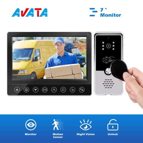 Visual Intercom Door Phone 7 inch Wired Monitor Night Vision Doorbell Camera with IC Card Unlock Key Video Intercom Kit ► Photo 1/6