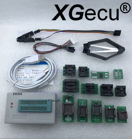 V10.33 XGecu TL866II Plus USB Programmer support15000 IC + 13PCS Adapter+SOP8 Testclip SPI NAND EPROM MCU PIC AVR replace TL866A ► Photo 1/6
