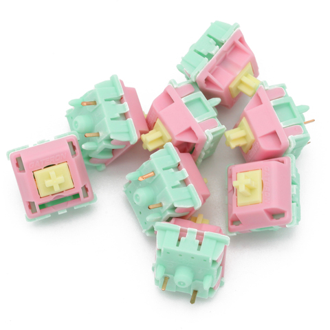 Keyfirst Gateron Cream Custom Switch 4pin 5pin RGB linear 62g force mx clone switch for mechanical keyboard 50m  pink green ► Photo 1/5