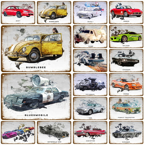 Luxury Cars Retro Pub Bar Decoration Tin Sign Shabby Chic Home Decor Plaque Metal Sign Wall Poster Vintage Decor Art Vintage ► Photo 1/6