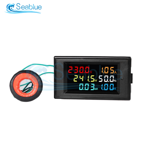 LCD Digital Panel Wattmeter Energy Power Meter Voltage Voltmeter Current Ammeter Frequency Indicator AC 110V 220V 300V 450V 100A ► Photo 1/6