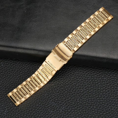 High Quality 18mm 20mm 22mm 24mm Gold/Rose Gold/Blue Stainless Steel Watchband Folding Clasp with Safety with Spring Bars Unisex ► Photo 1/6