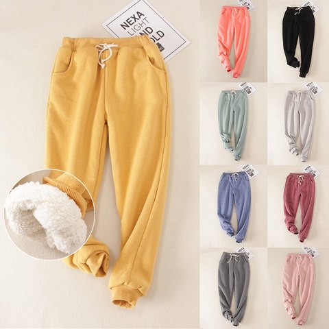 Warm Velvet Sweatpants Women, Fleece Sweatpants Women