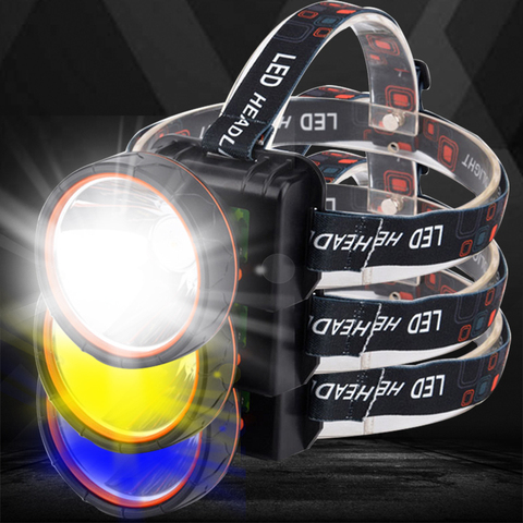 3 Colors White Yellow & Blue Led Headlamp Built in Battery Rechargeable Headlight Head Flashlight Lamp Torch Light for Fishing ► Photo 1/6