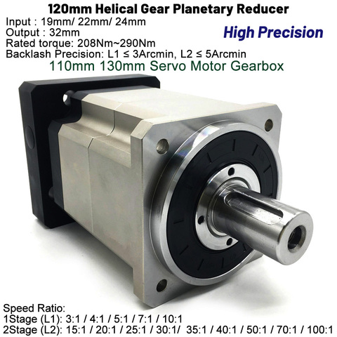 3:1,10:1-100:1 Ratio Helical Gear Gearbox 19,22,24mm Input High Precision Planetary Reducer for 110,130mm Servo Motor Welding ► Photo 1/5