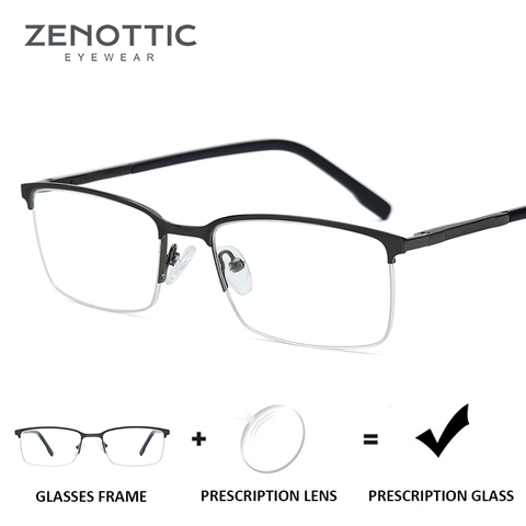 ZENOTTIC Alloy Semi Rimless Prescription Glasses Men Anti-Blue-Ray Myopia Eye Glasses Clear Optical Photochromic Eyeglasses 2022 ► Photo 1/6