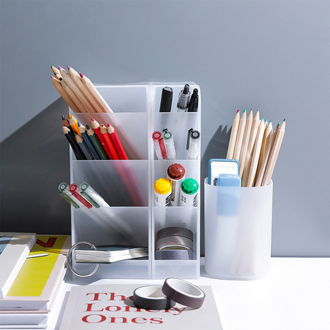 Creative Multifunctional 4 Grid Desktop Organizer Pen Holder Makeup Storage Box School Office Accessories Stationery Organizer ► Photo 1/6