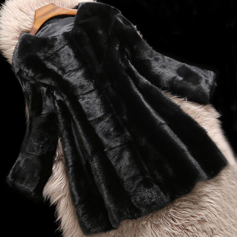 Women New Winter Keep Warm Luxury 100% Rabbit Fur Coat Real Genuine Fur Overcoat with Pocket sr755 ► Photo 1/6