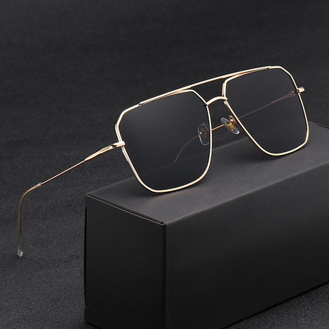 Vintage Over Sized Sunglasses Men Anti-Reflective Mirror Classic Square Metal Glasses Fashion New Women Sun Glasses Uv400 ► Photo 1/6