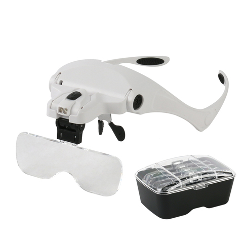 LED Light Glasses Magnifiying Glass Eyeglasses Bracket Headband Interchangeable Magnifier 1x 1.5x 2.0x 2.5x 3.5x Optical Lens ► Photo 1/6