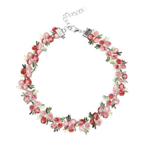1pc Romantic Sweet Flower Charms Chian Necklace Choker For Women Girl Collars Cute Flowers Fabric Lace Jewelry Accessories ► Photo 1/6