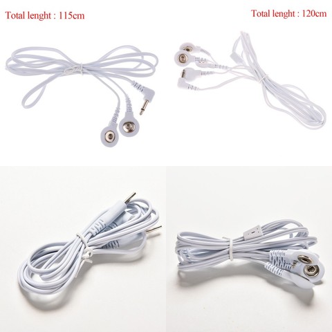 White 2/4Buttons Electric Shock Wires Cable Electrotherapy Electrode Lead For Tens Massager Connection Cable Massage Relaxation ► Photo 1/6