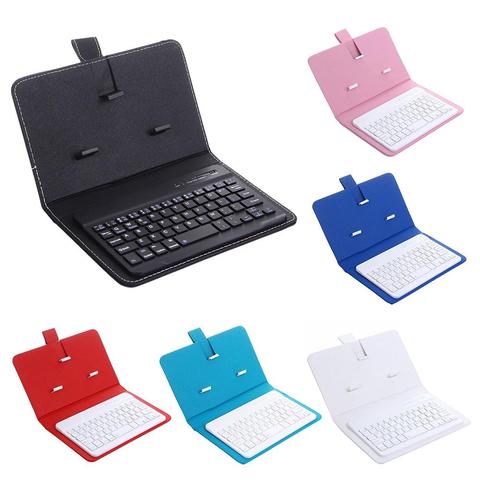 Portable Wireless Bluetooth Keyboard with Faux Leather Case for iPhone Samsung Xiaomi smartphones within 7 inches Phone ► Photo 1/6