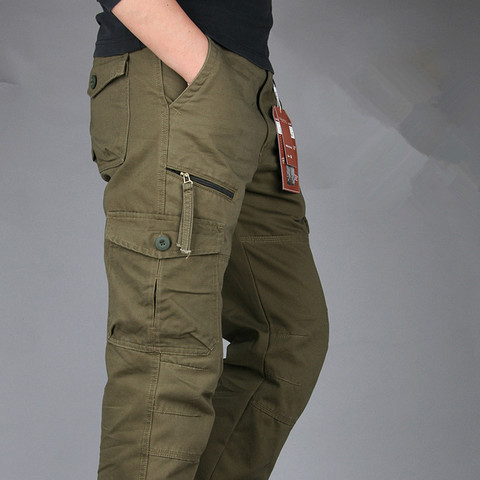 Men's Cargo Pants Tactical Multi-Pocket Overalls Male Sweatpants Combat Cotton Loose Trousers Army Military Work Straight Pants ► Photo 1/6
