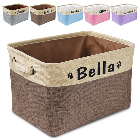 Custom Pet Toy Basket Storage Personalised Canvas Bag Dog Cat Carrier Bin Box Custom Pet Dirty Clothes Basket Pet Accessoreis  ► Photo 1/6