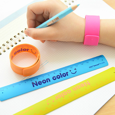 2 pcs/lot candy color silicone material rulers cute student creative stationery children gift Bracelet rulers 18cm school supply ► Photo 1/4