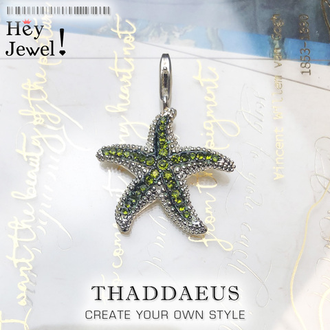 Pendant Green Starfish ,2017 Brand Fashion Trendy 925 Sterling Silver Europe Bijoux Fashion Accessories Gift For  Woman Men ► Photo 1/6