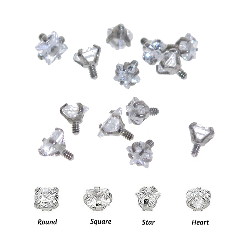 10Pcs 16G Zircon Top For Labret Lip Stud Zircon Components Internally Threaded For Prong Gem Monroe Tragus Helix Ear Piercing ► Photo 1/6