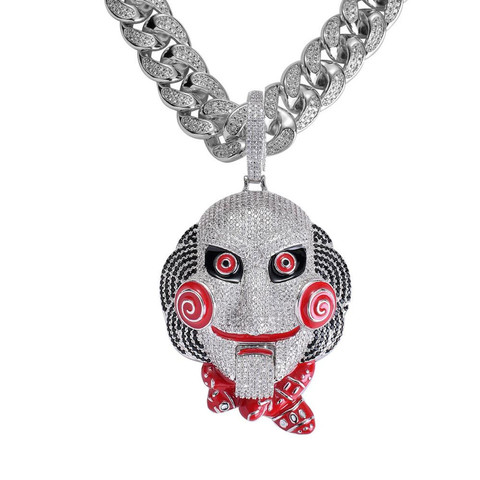 Hip Hop Statement Chunky Iced Out Bling 6ix9ine Chain Clown 69 Tekashi69 Necklaces & Pendants Saw Billy Chain Necklace Jewelry ► Photo 1/6