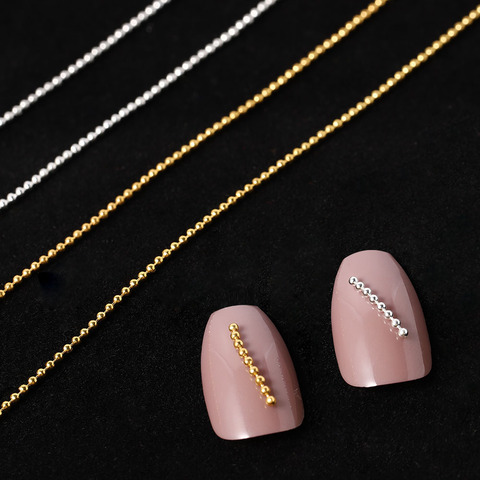 3D Nail Gold Silver Chain Millet Nail Art Decoration DIY Nail Accessoires Ongles Nail Charms 1mm Beads Design Tip Metal Ball 3M ► Photo 1/6